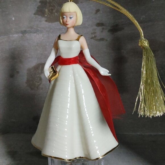 Barbie Ornament Lenox 2005 White Gold Red Sash Handcrafted Porcelain Collectible - Picture 6 of 13